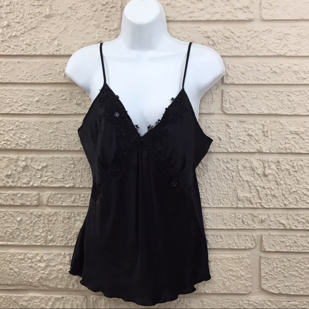 Hale Bob Silk Lace Beaded Applique Camisole Top